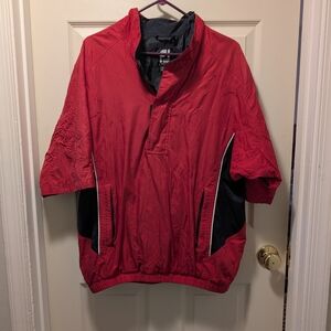 DryJoys by FootJoy Mens Large Red Black Golf Half Sleeve Pullover Windbreaker